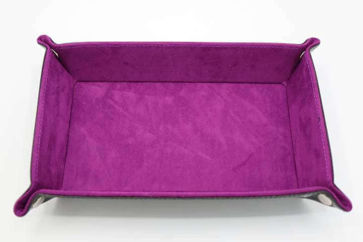 Foam Brain Games Leatherette and Velvet Dice Tray Black w/ Magenta Rectangle